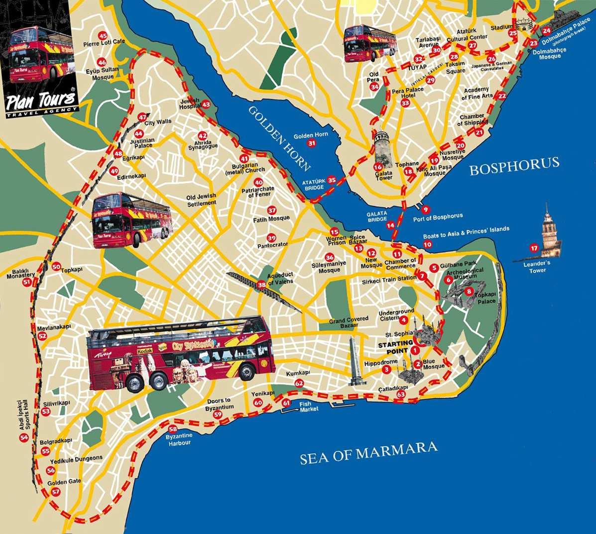 Big Bus Tours Mapa De Istanbul 