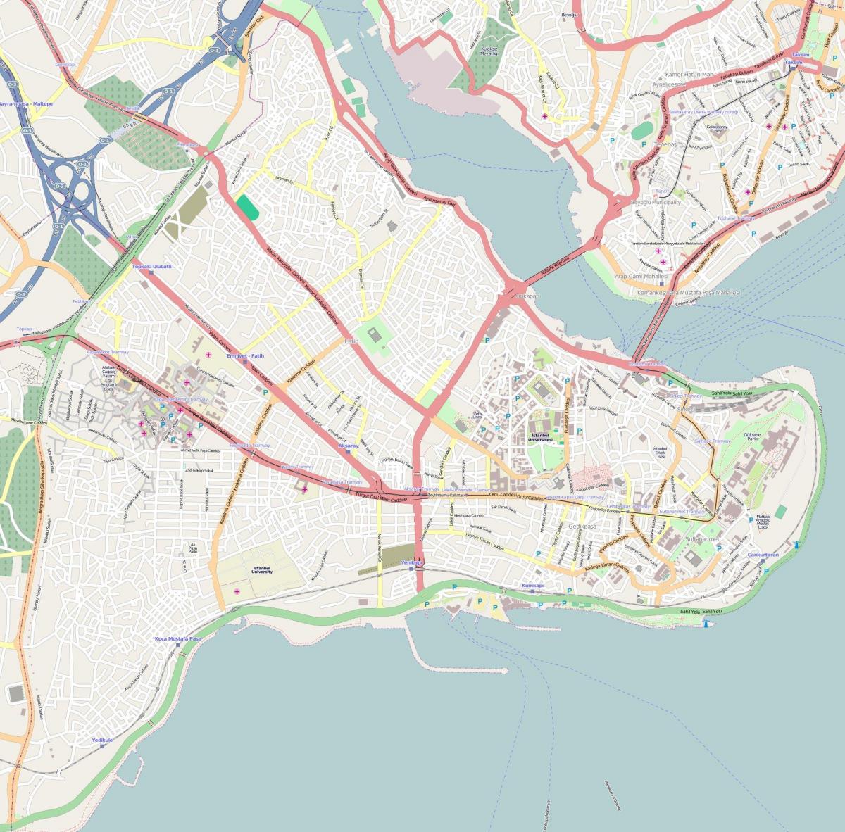 mapa do distrito de fatih em istambul