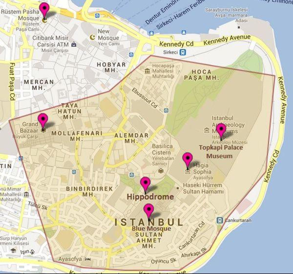 mapa de hippodrome em istambul