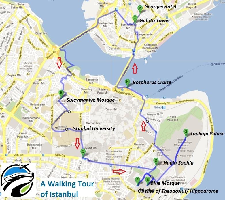 mapa de istambul, a uma curta turnê