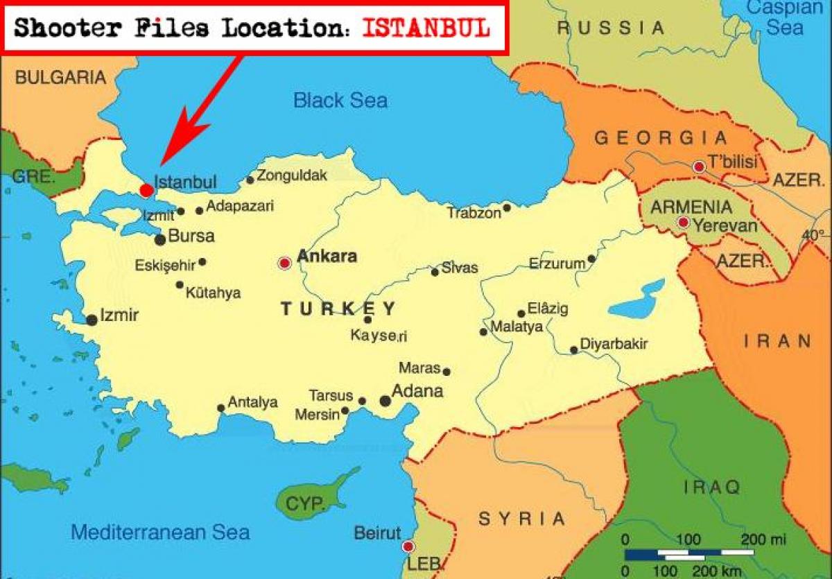 mapa de istambul e em países vizinhos