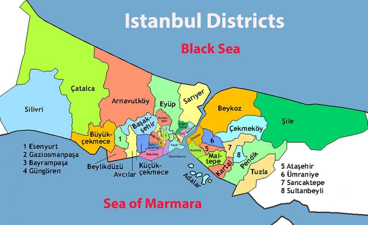 Istambul Distritos Mapa 