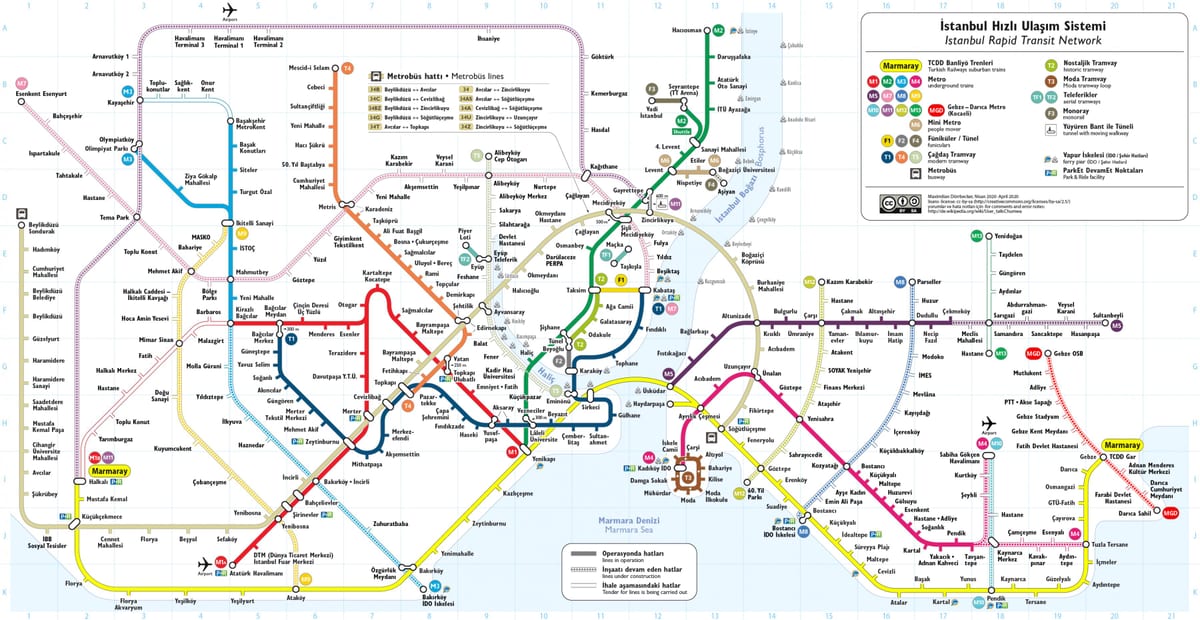 istambul ônibus mapa de rotas