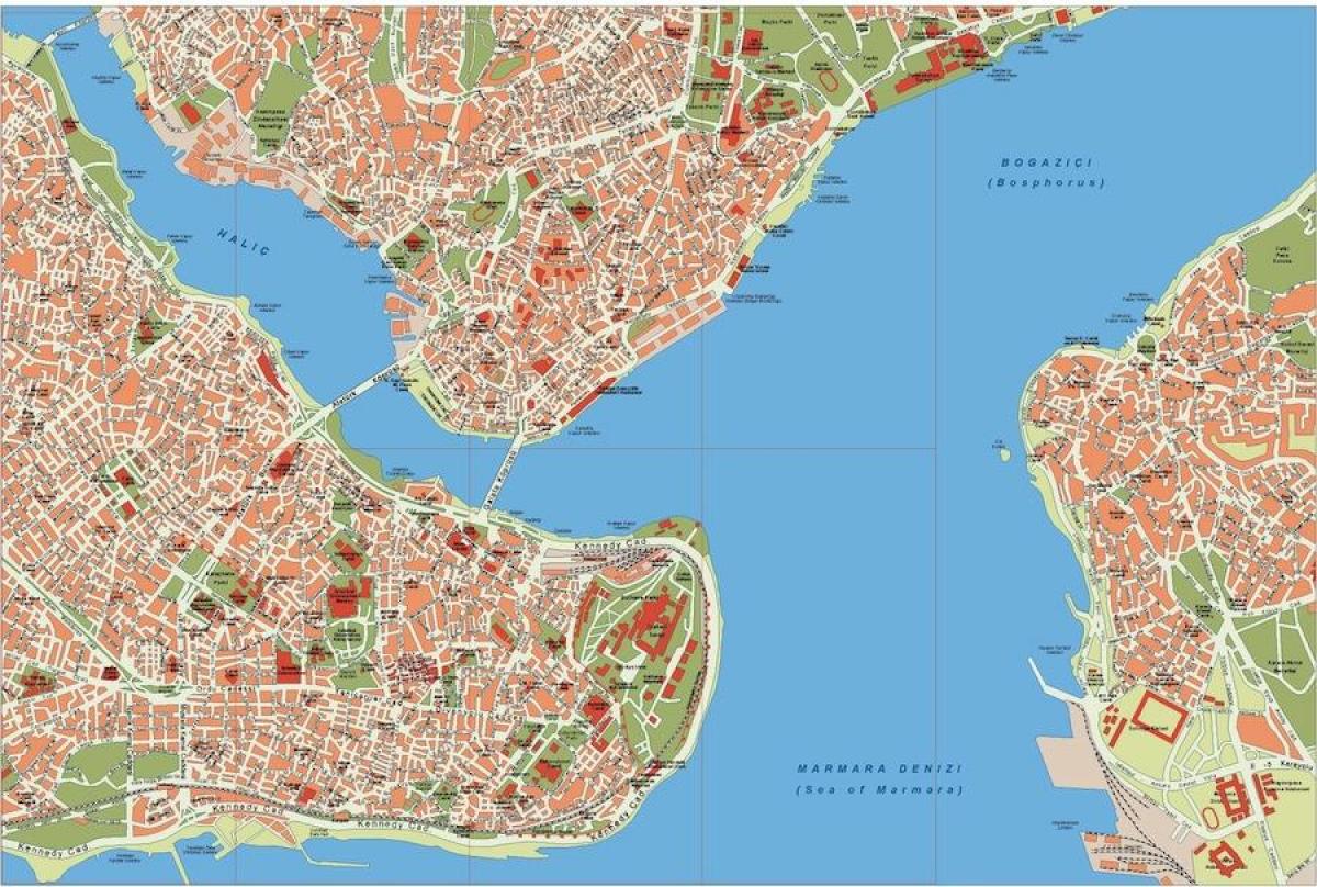 Istambul mapa vetorial - Mapa de istanbul sites (Turquia)