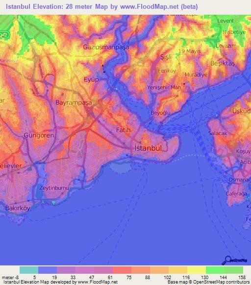 mapa de istanbul topográfico