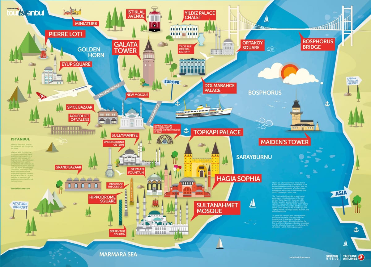 istambul, turquia mapa turístico