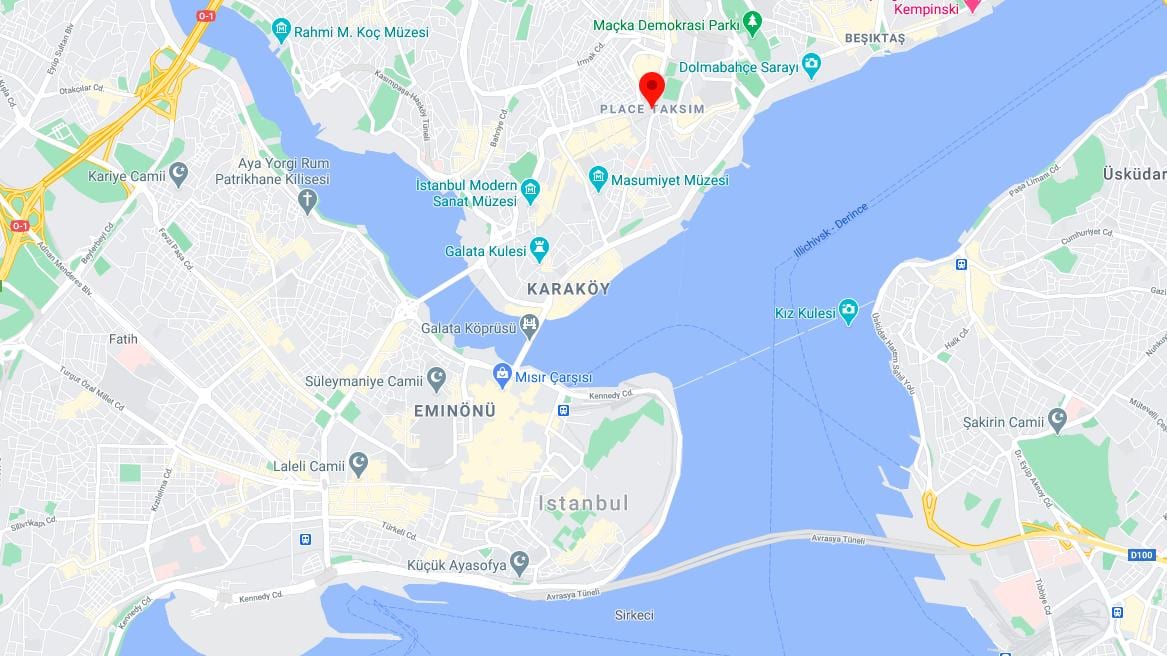mapa da praça taksim de istambul