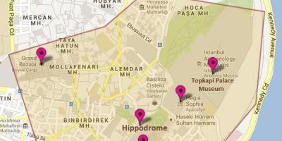 Mapa de hippodrome em istambul